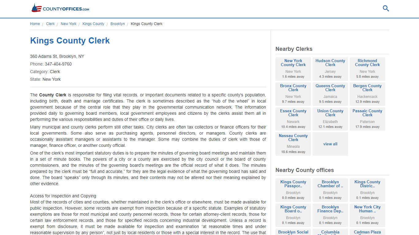 Kings County Clerk - County Office S